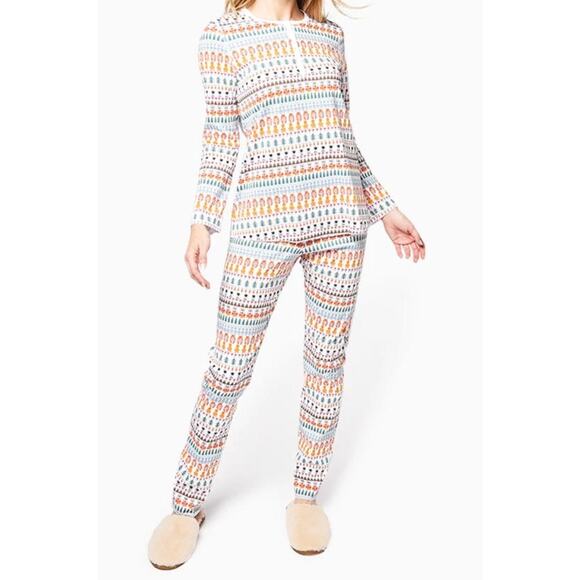 ROLLER RABBIT Bands Weave‎ Pajamas thanksgiving set size Large - Picture 1 of 8